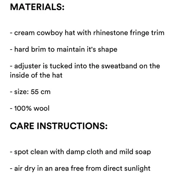 NWT 12th tribe white rhinestone fringe cowgirl hat - Picture 5 of 6